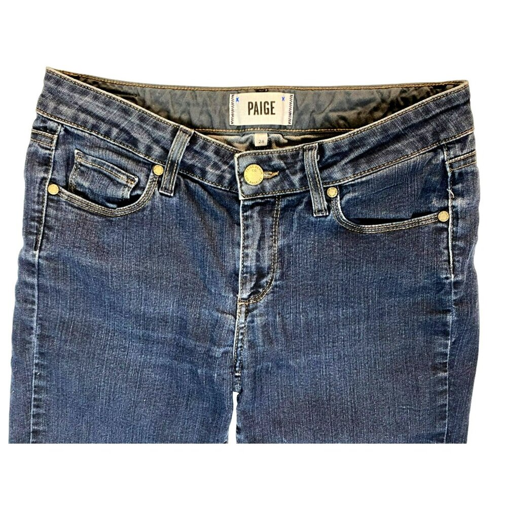 Paige Jeans Skyline Skinny 28 x 30 Dark Denim Stretch Los Angeles Comfortable! - Picture 3 of 10